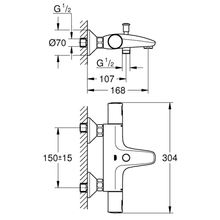 Grohe 345982430 Precision Start Thermostatische Badmengkraan Mat Zwart