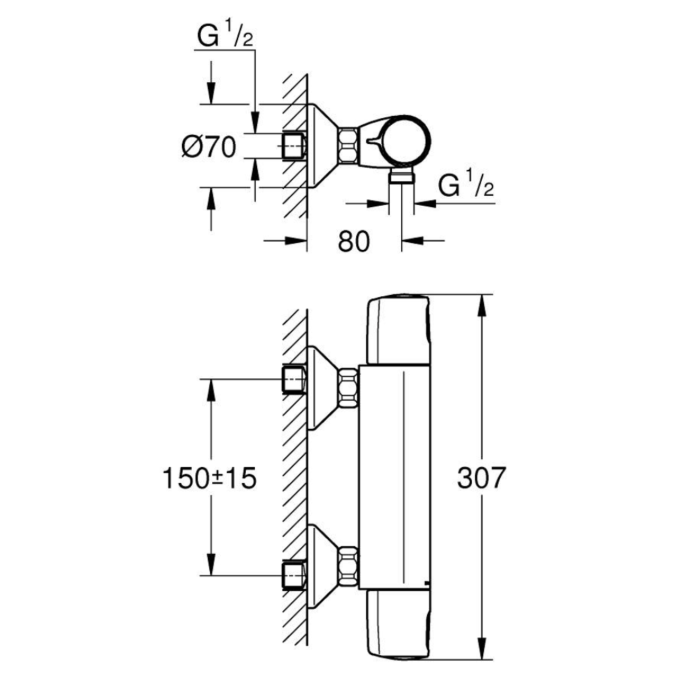 Grohe 1022172432 Precision Trend QuickFix Thermostatische Douchemengkraan Mat Zwart