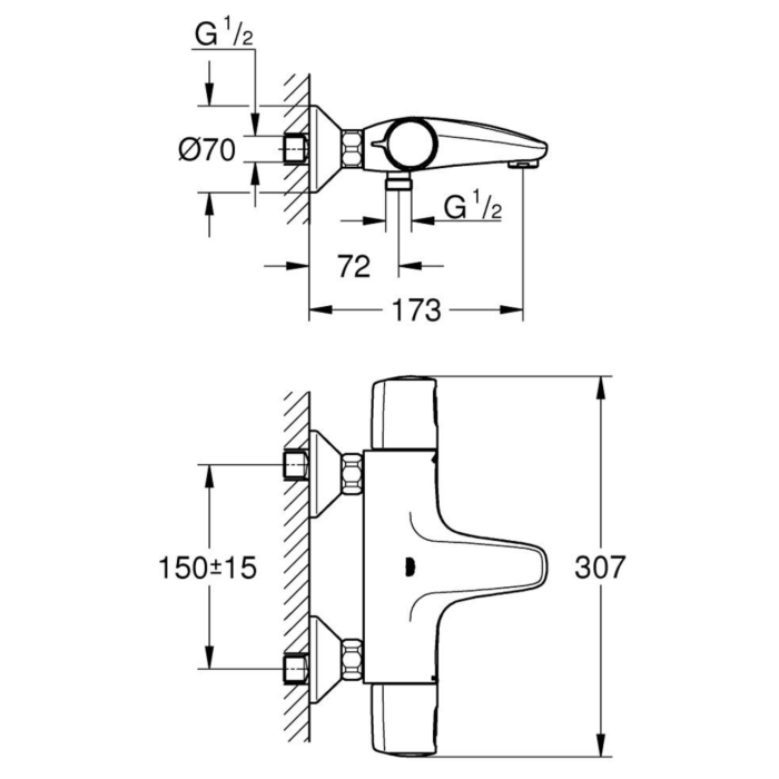 Grohe 1022162432 Precision Start Thermostatische Badmengkraan Mat Zwart