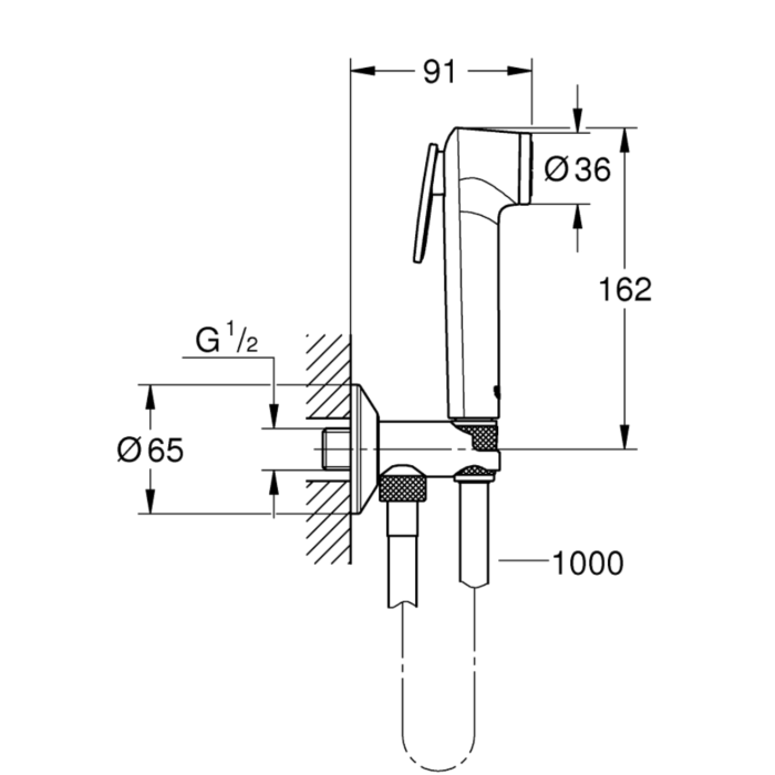 Grohe 26358000 Tempesta-F Trigger Spray 30 Wandhouder set met geïntegreerde hoekstopkraan Chroom