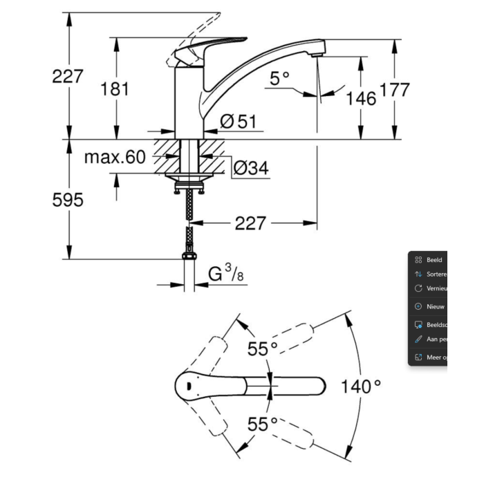 Grohe 33281DC3 Eurosmart Keukenmengkraan Lage Uitloop Supersteel (RVS look)