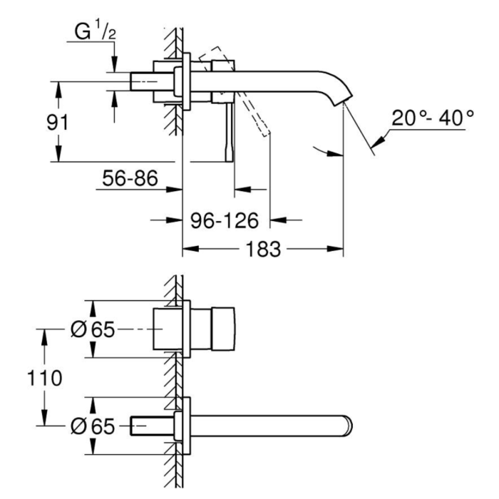 Grohe 19408AL1 Essence Tweegats Wastafelmengkraan M-Size Hard Graphite geborsteld (mat donker grijs)